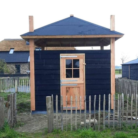 konijnenhok hooiberg bouwpakket luxe maatwerk zwart