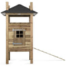 hoog konijnenhok buiten met trap hooiberg voor stro vooraanzicht voldux 125x125x220cm