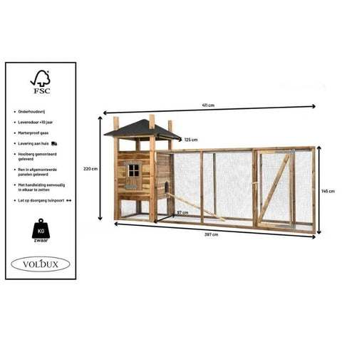 hooiberg konijnenhok op poten met ren rechts trapje voor ingang voldux floor konijnenhok marterproof gaas handleiding levering aan huis afbeelding maten