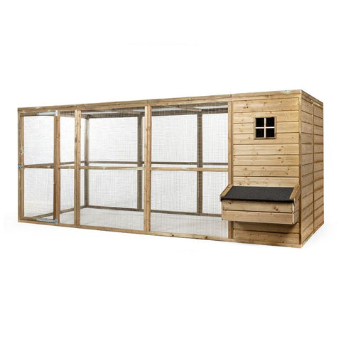 Houten konijnenren Luuk XL Glorenza met groot Nachthok - 448x179x183cm