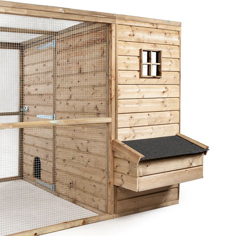 Houten konijnenren Luuk Glorenza met groot nachthok  - 327x179x183cm