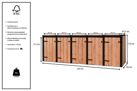 Container Ombouw Hout Volente - 5 Containers - Kliko Ombouw Rosie