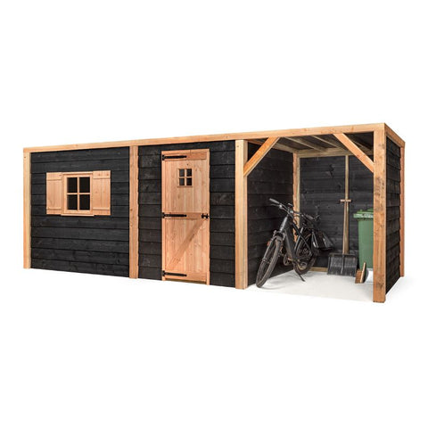 Konijnenhok met Schuilstal en houten schuur Volente Jan - 564x196x208cm