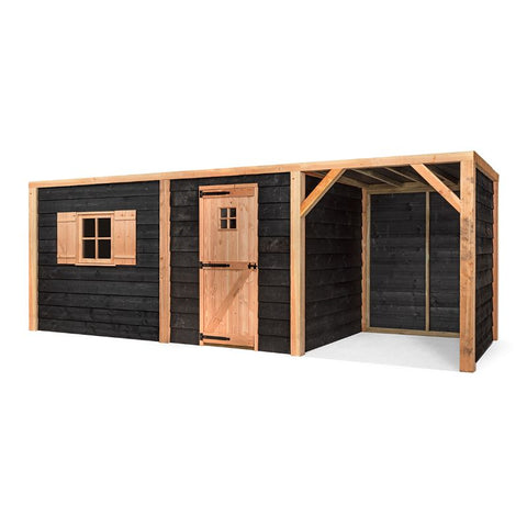 Konijnenhok met Schuilstal en houten schuur Volente Jan - 564x196x208cm
