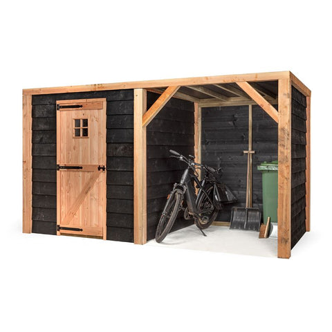 Konijnenhok met Schuilstal Volente Moos - 381x196x208cm