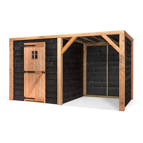 Konijnenhok met Schuilstal Volente Moos - 381x196x208cm