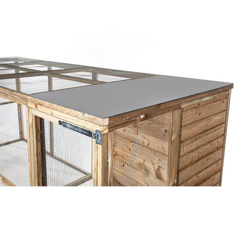 Houten konijnenren Iris XL Glorenza met Nachthok - 448x179x183cm