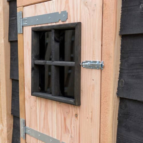 Hooiberg konijnenhok konijnenren buiten Ties XXL hok vlaamse reus Voldux Vooraanzicht Dubbele ren houten deur